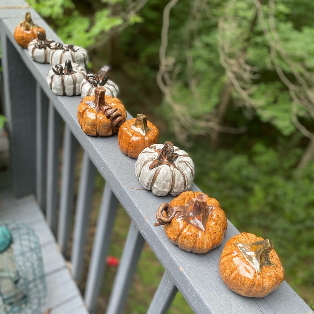 AMBER PUMPKINS pottery handmade Halloween Autumn Thanksgiving Decor Holi… - Picture 7 of 8